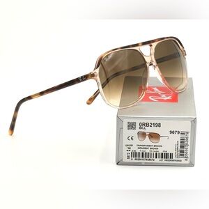 RAY-BAN BILL SQUARE SUNGLASSES TRANSPARENT BROWN GRADIENT RB2198 60-14-140 260